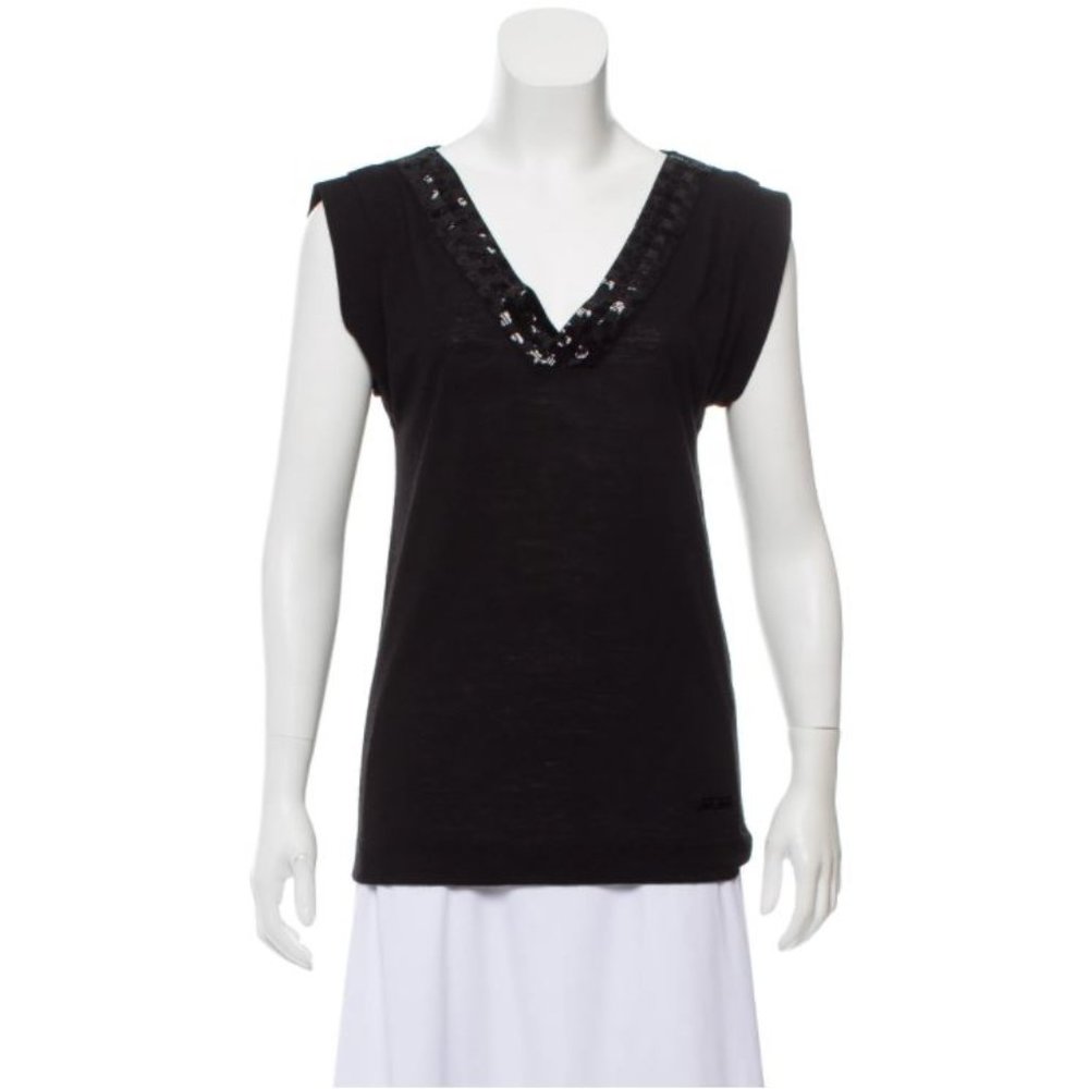 LOUIS VUITTON Knit Sequin-Accented Top Size: XS
